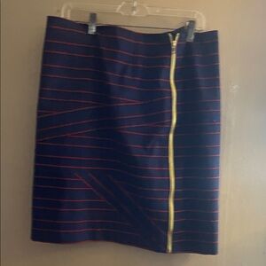 Carlisle Navy and Red Pencil Skirt with Gold Accent